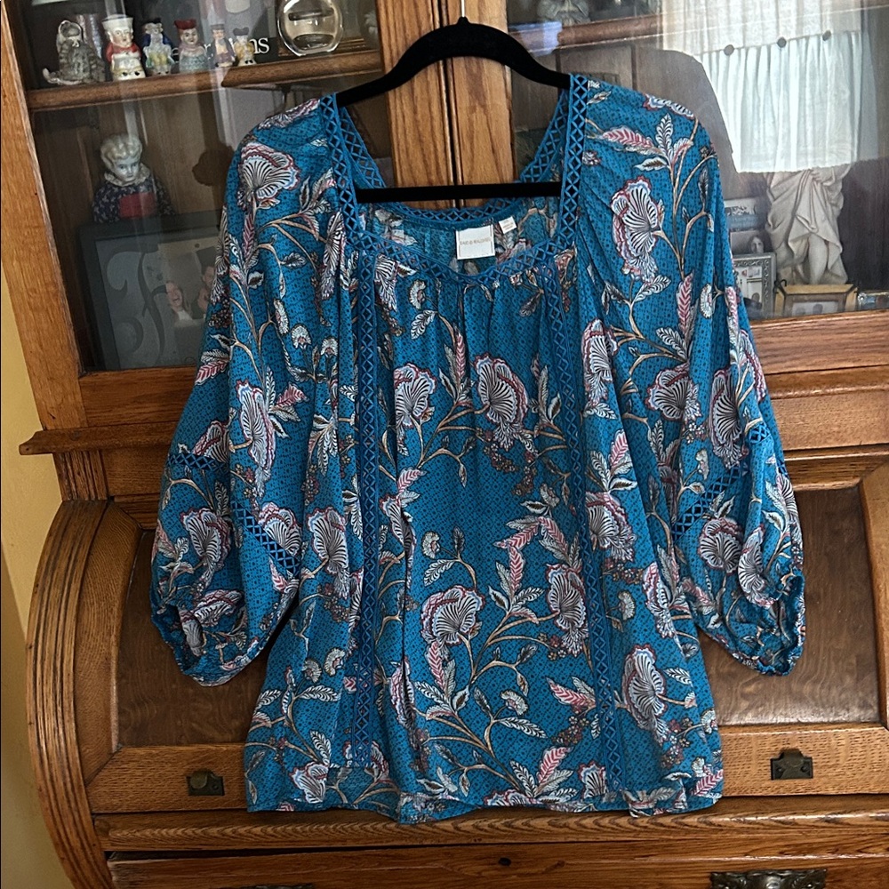 Zac & Rachel Blue Floral Blouse